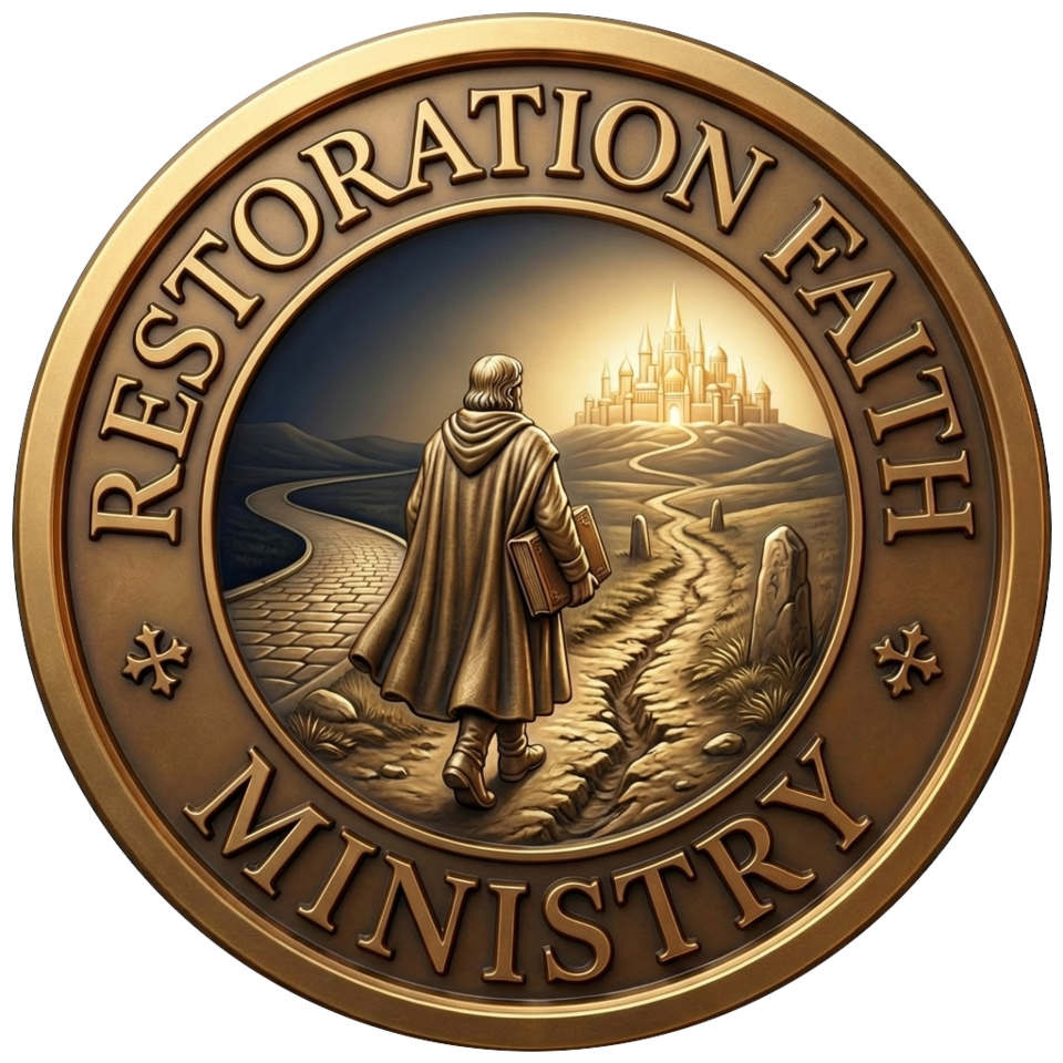 Restoration Faith Ministry — Pilgrim walking the ancient path toward the Holy City